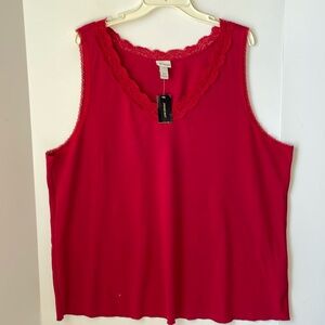 Lane Bryant Venezia  Women's Size 26/28  Tank Top NWT Red with Lace